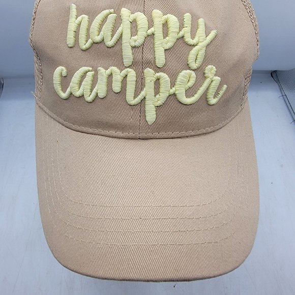 C.C Happy Camper Womens Ponycap Adjustable Hat Cap Comfort Breathable Casual - Picture 5 of 9